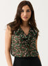 V Neck Floral-Printed Front Button Top